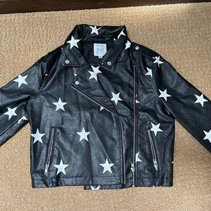 Black Faux Leather Star Jacket